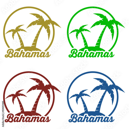 Icono plano Bahamas en isla en varios colores #1