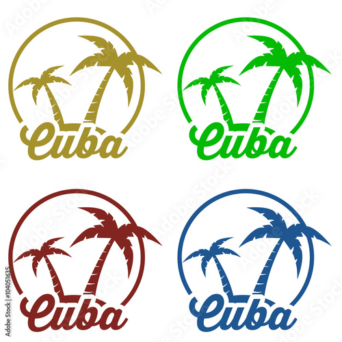 Icono plano Cuba en isla en varios colores #1