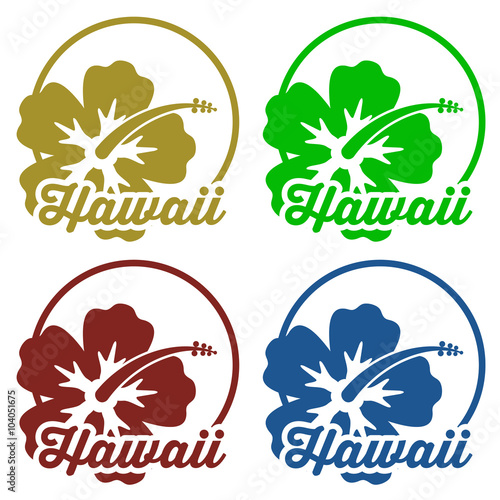Icono plano Hawaii en hibisco en varios colores #1