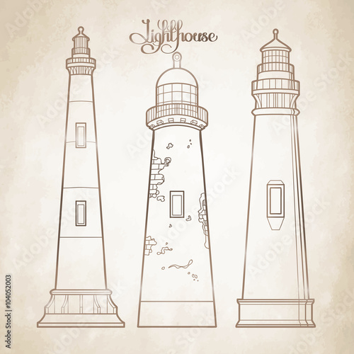 Graphic lighthouses set photo