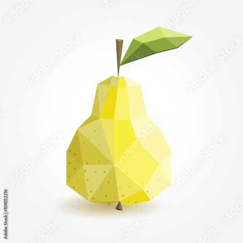 Polygon pear, vector illustration.