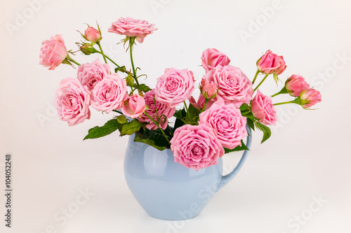 Wallpaper Mural Pink flowers in blue jug. Roses in jug. Torontodigital.ca