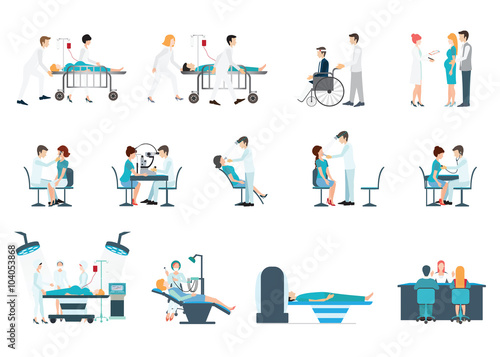 Medical Staff And Patients Different Situations Set in hoapital.