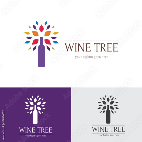 Wine tree logo,food logo,cooking logo,restaurant logo,bistro logo,vector logo template
