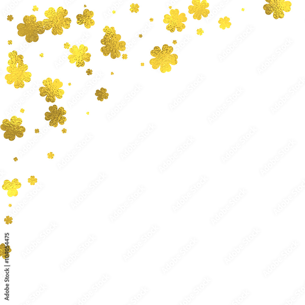 Gold glittering foil flowers on white background, vector isolated design elements Gold glittering foil flowers on white background, vector isolated design elements