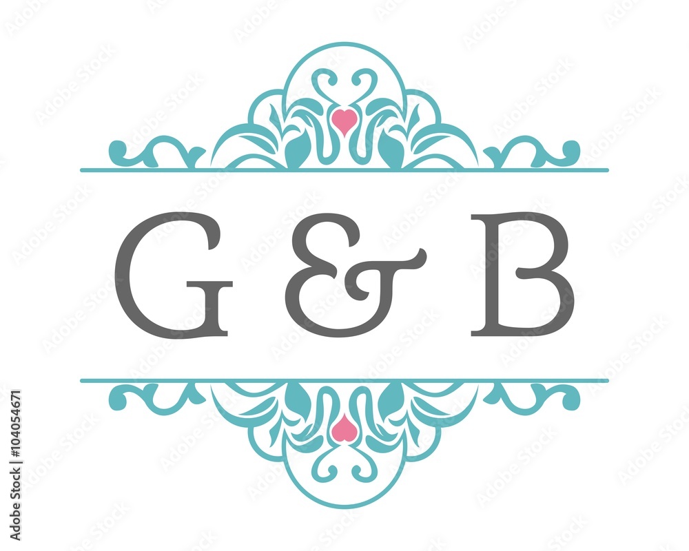 G & B Initial Wedding Ornament Logo G & B Initial Wedding Ornament Logo