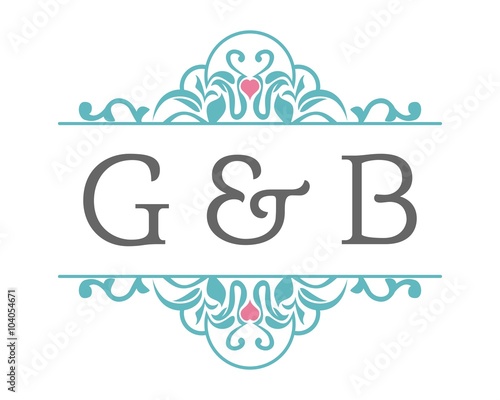 G & B Initial Wedding Ornament Logo