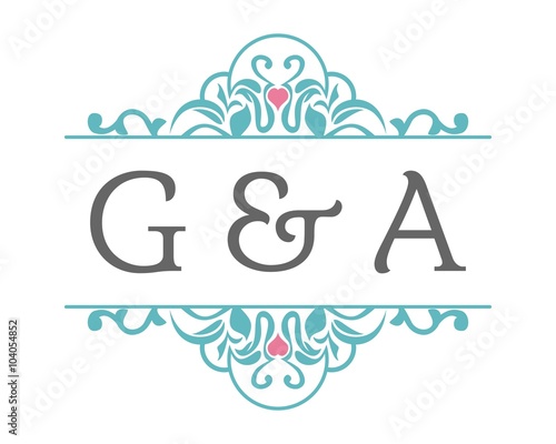 G & A Initial Wedding Ornament Logo