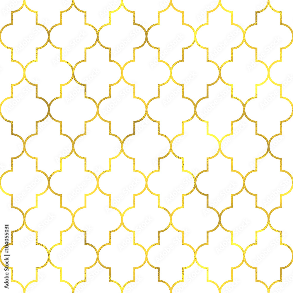 Gold vintage foil ornamental arabic seamless pattern background