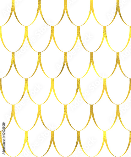 Gold vintage foil japanese waves seamless pattern background