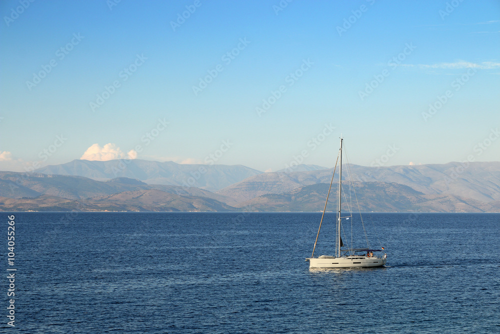 sailboat sailing near the Corfu island