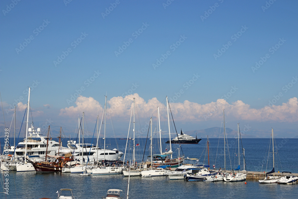 yachts and boats Ionian sea Corfu island Greece