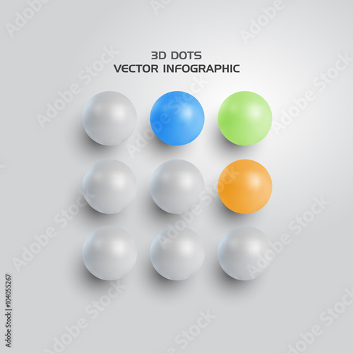 3D dots Arrows. Vector design.