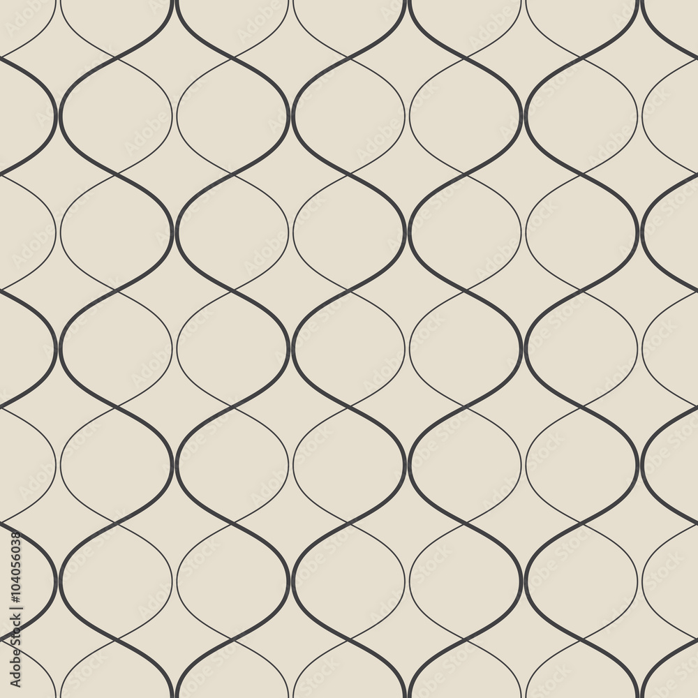 Fototapeta premium Vector seamless geometric retro pattern. Abstract background made with curved lines.