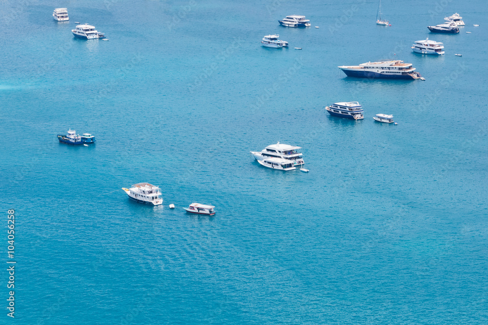 Fototapeta premium Group of boats from aerial view