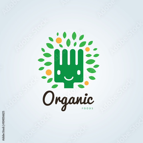 Organic food logo,restaurant logo,bistro logo,canteen logo,cafe logo,vector logo template 