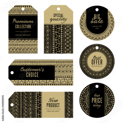 Set of gold tags