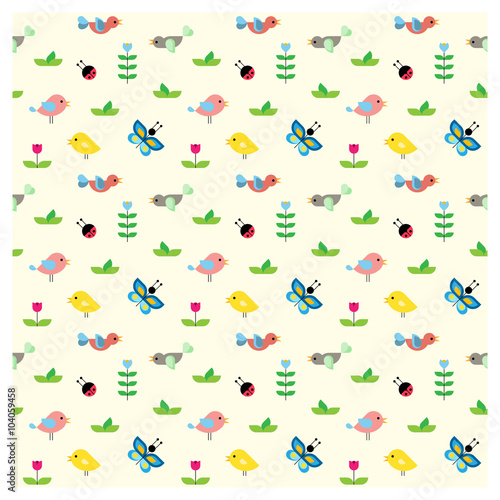 Seamless pattern with birds for childern