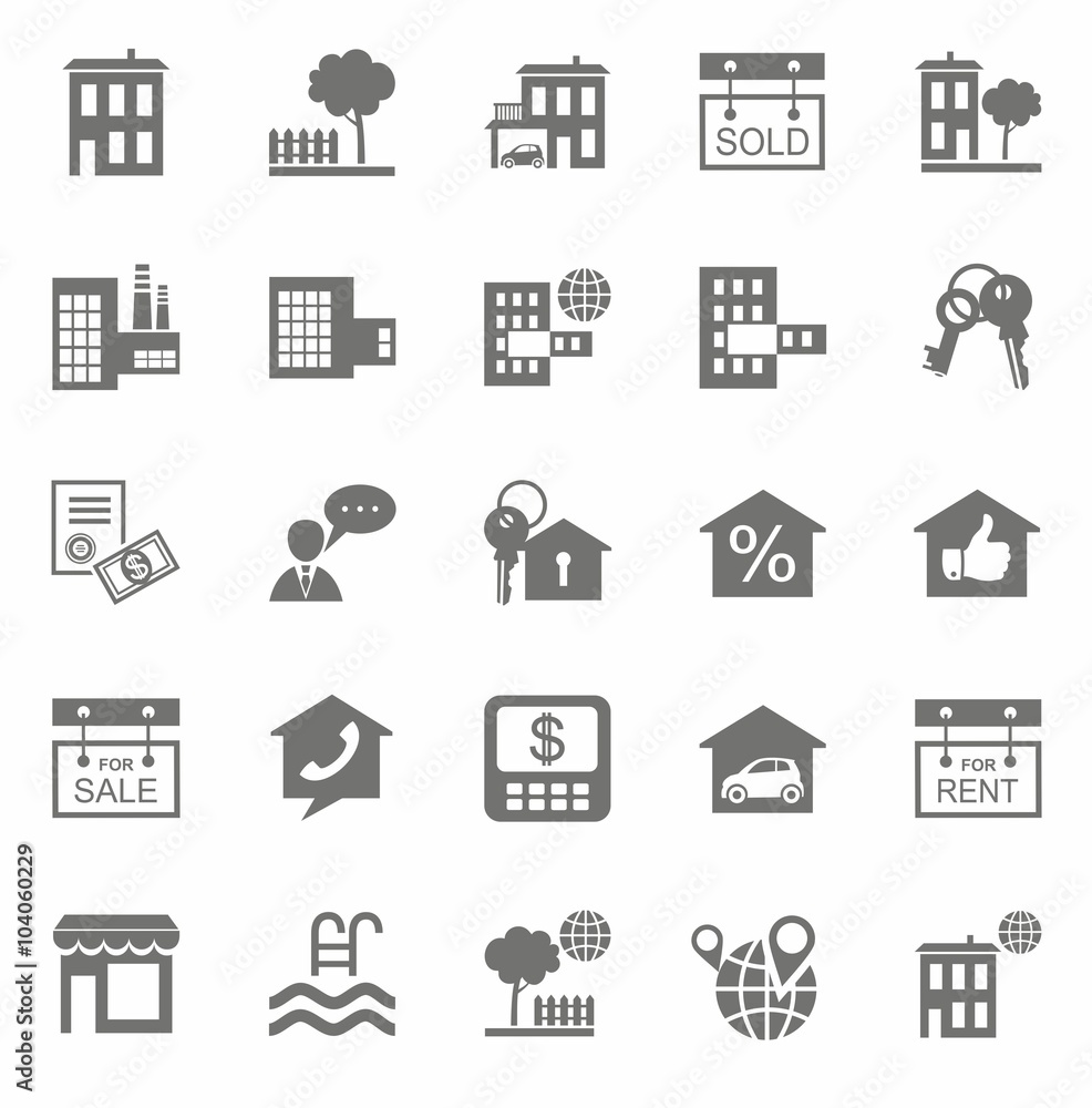 Real estate, monochrome icons. Real estate, monochrome icons.
