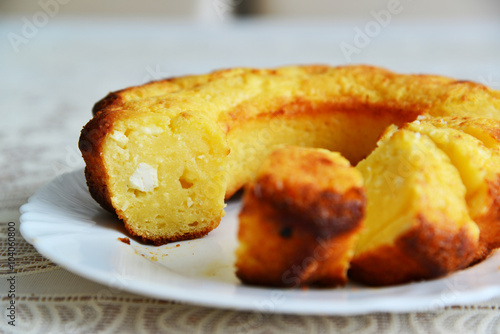 Curd casserole in form of cake
