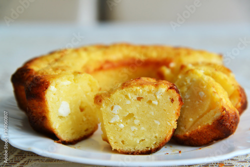 Curd casserole in form of cake