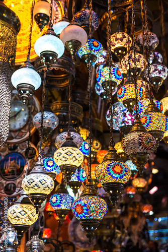 Photography Bright multi-colored lamp in the Oriental style. Oriental flavor.