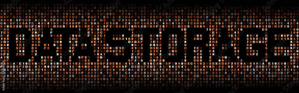 Data storage silhouette on hex code illustration