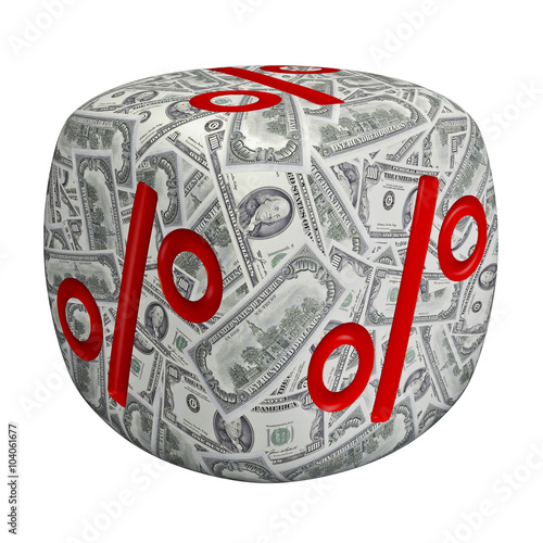 percent symbols and dollars on dice