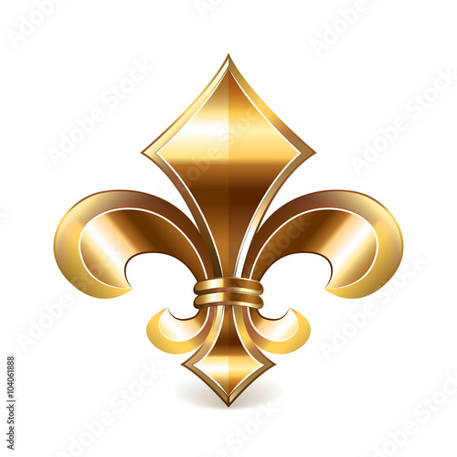 Fleur de lis gold isolated on white vector