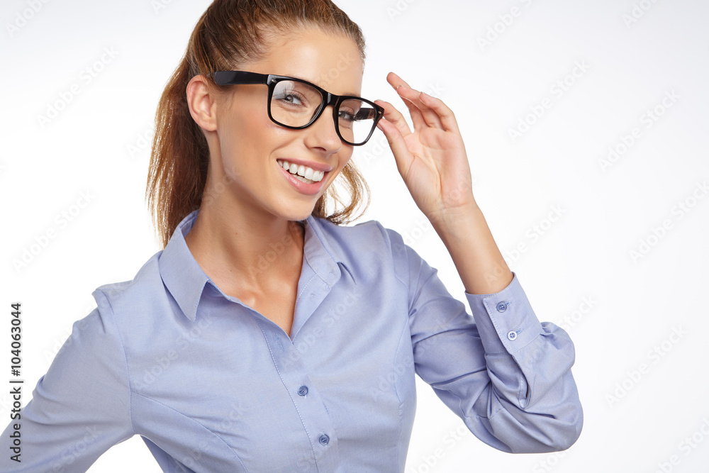 business woman in glasses