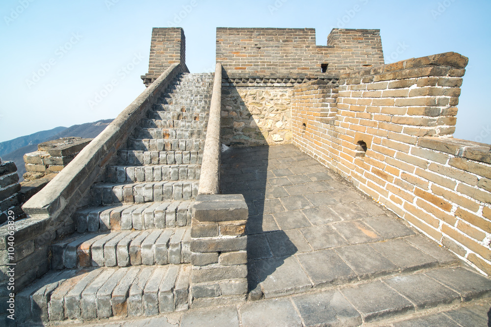 Fototapeta premium Great Wall Tower at Mutianyu, near Beijing, China