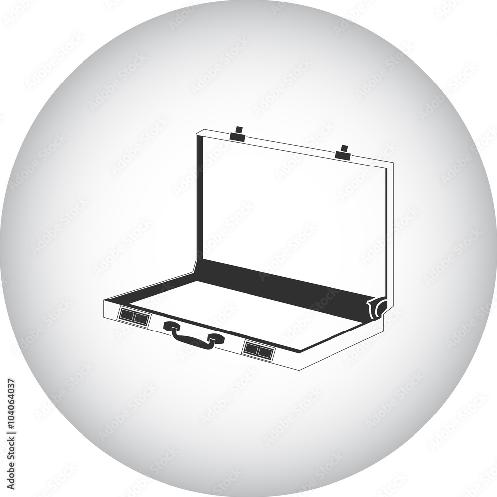 Open usiness briefcase simple icon on round background Open usiness briefcase simple icon on round background