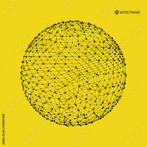 3d Sphere. Global Digital Connections. Technology Concept. Vector Illustration.

