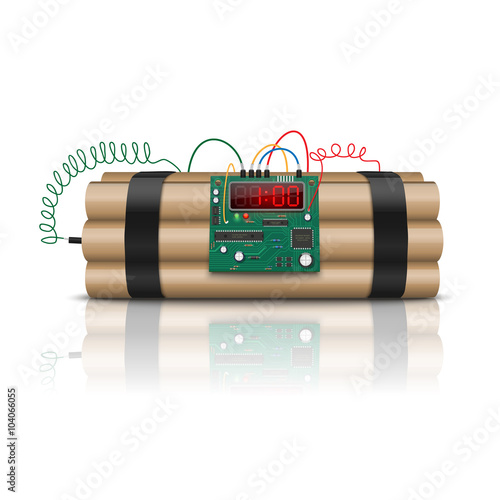 Time bomb isolated on white, vector