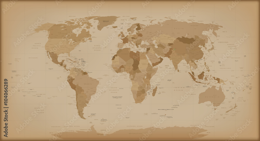 Fototapeta Vintage mapa świata