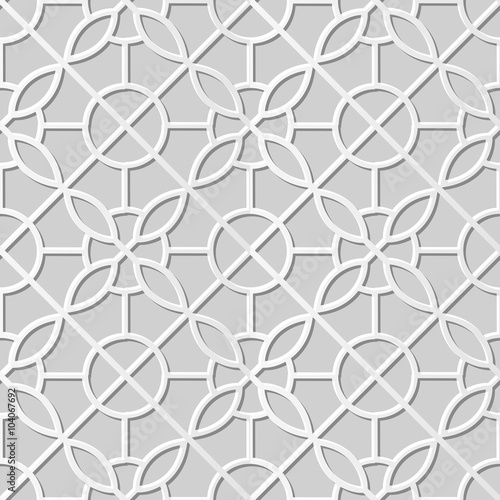Vector damask seamless 3D paper art pattern background 315 Round Cross Flower 