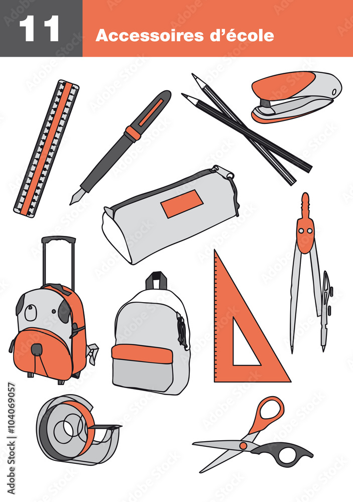 Icônes accessoires d'école, rentrée scolaire Stock Vector | Adobe Stock