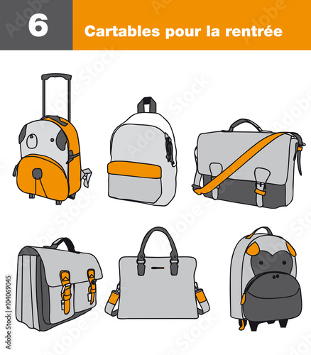 Icônes de cartable d'enfants pour rentrée scolaire