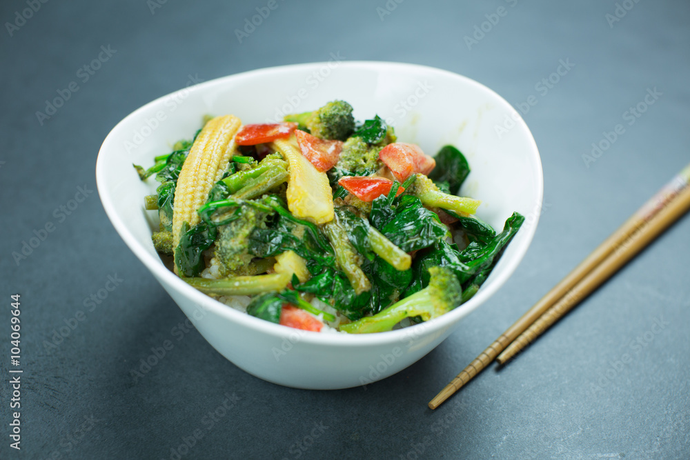 fresh vegetable curry on a plate fresh vegetable curry on a plate