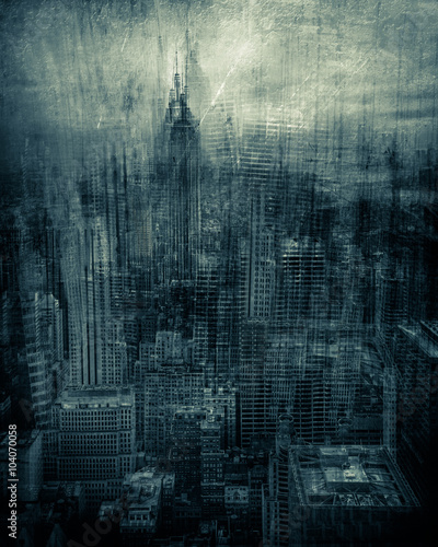 Artistic rendition of New York City with texture and tone