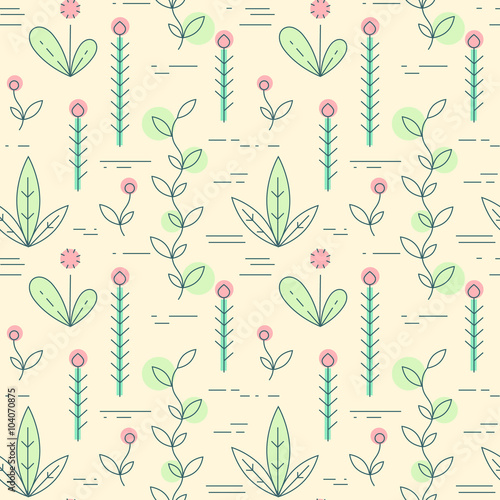 Vector linear plant icons pattern. 