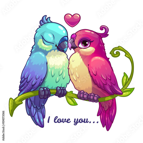 Cute birds couple in love