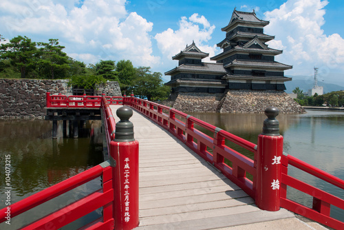 Matsumoto castle and red bridge, Japan