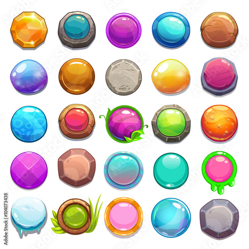 Big set of cartoon round buttons