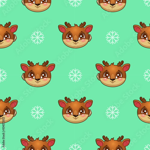 Seamless pattern with funny deer