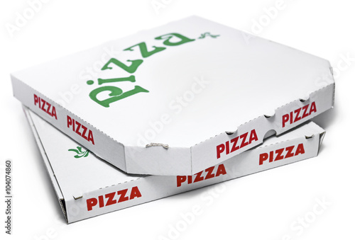 Pizza boxes, isolated on white.