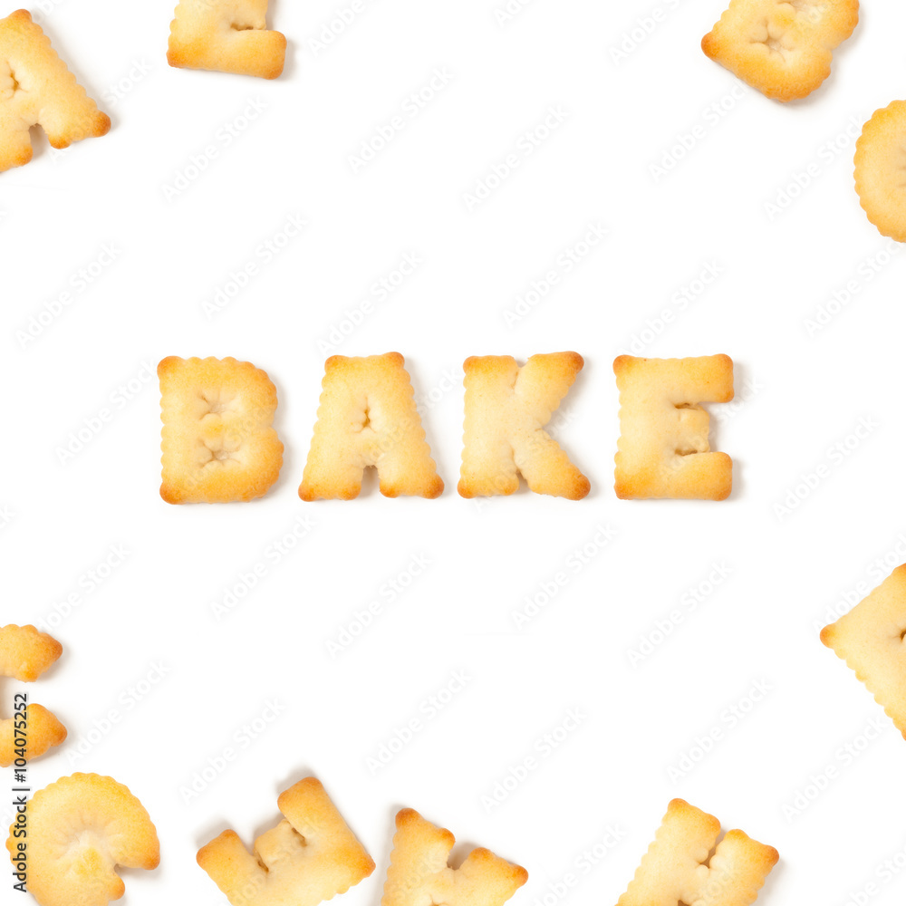 Bake word with Biscuit font
