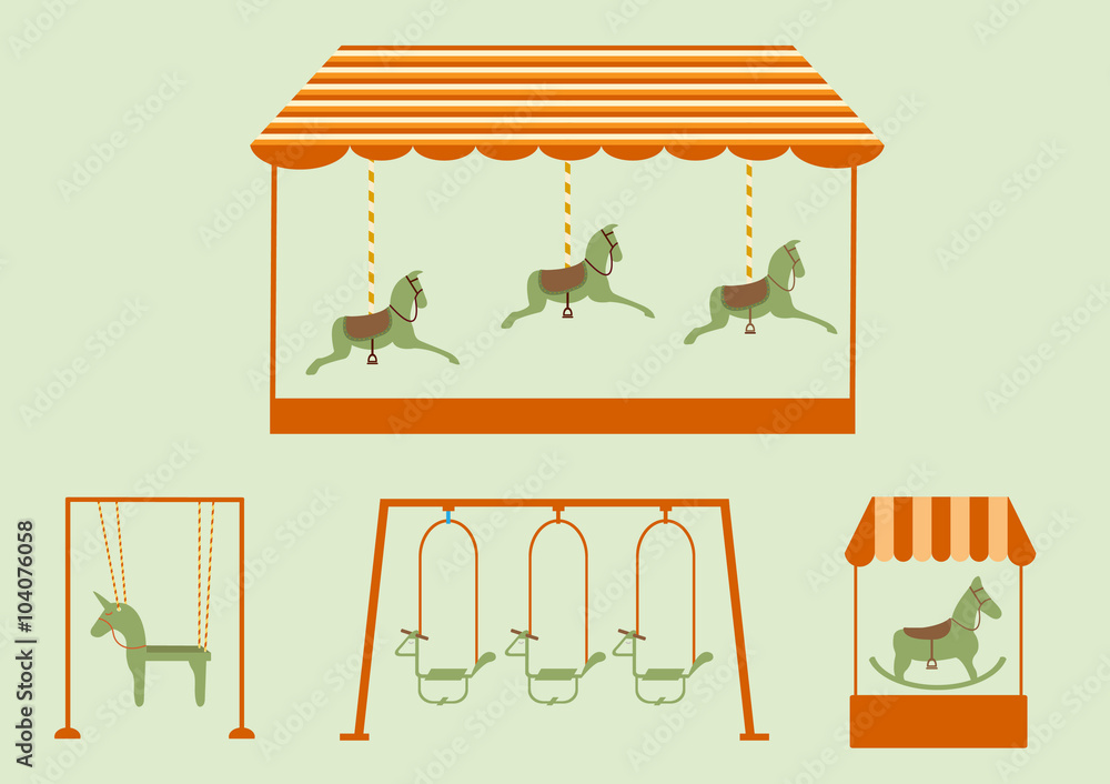 Obraz premium Set of equipment in a playground,Vector illustrations