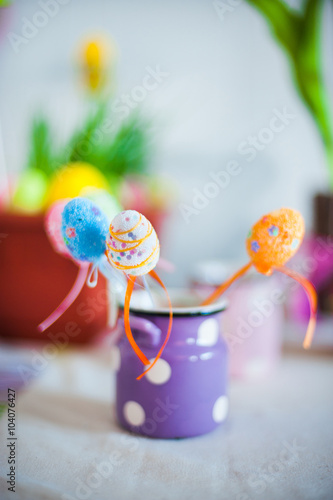 Easter spring decoration on the table
