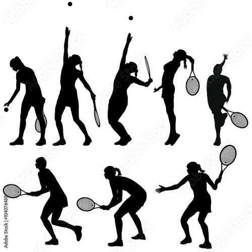 Tennis players silhouettes